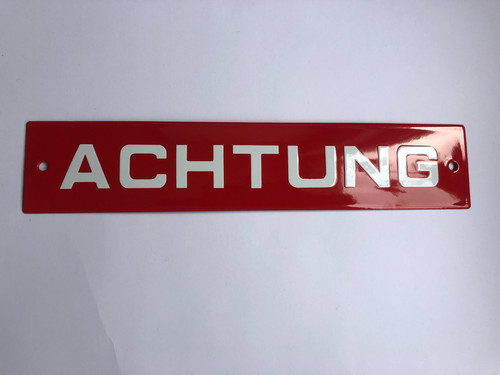 German achtung red white - white, metal