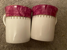 Pair Queens Fine Bone China Symphony Red Mugs With Gold Detail