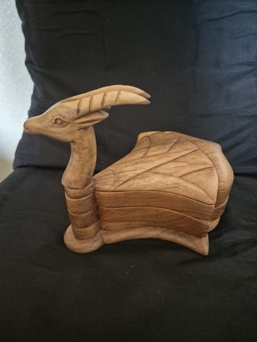Vintage carved wooden - carved, gazelle