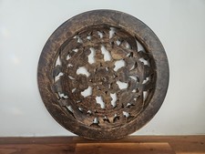Wooden Hand Carved Openwork Round Trivet 31cm - India