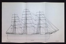 Atalanta Sailing Ship Plans – 1927 Fold-Out Rigging & Section Diagrams Nautical