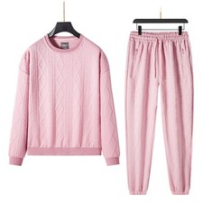 Womens Ladies Tracksuit Jacquard Tracksuit Loungewear Sweater Trouser Co-ord Set