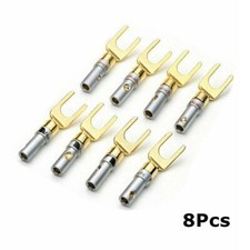 8Pcs 4MM U Type Spade Fork Banana Plug Gold Plated Screw Speaker Connectors
