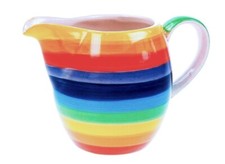 Rainbow Striped Small Milk / Cream Ceramic Jug 9cm Height (Hoops) (KCJU801)