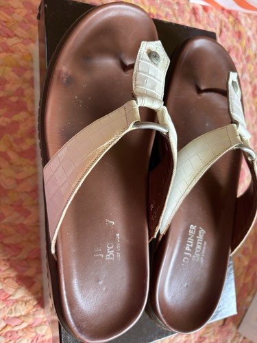 White croc leather thongs - white, by