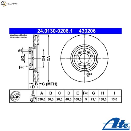 Brake disc 0130 0206 1 - 2x,
