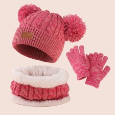 3Pcs Kids Winter Hat Scarf