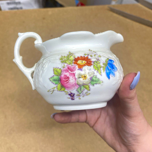 Ceramic floral creamer jug - ceramic,