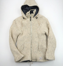 THC Natural line Vintage Hand knit Wool jacket Fleece lined SZ M-L (V2326)