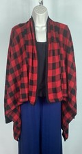 Absolutely Creative Worldwide Open Cardigan Sweater Size S Buffalo Plaid Red