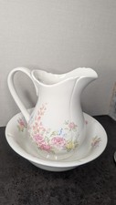 An Original Formula Staffordshire  Rose Bouquet Pattern Wash Jug and Bowl Set