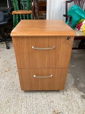Modern Contemporary Brown Wooden Effect 2 Drawer Filing Cabinet Castors Lockable