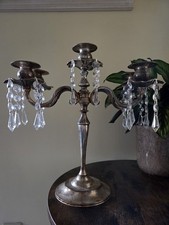 Vintage Studio Silversmiths Silver Plated Crystal Adorned 5 Light Candelabra