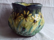 ANTIQUE AUSTRIAN FLORAL DESIGN ART NOUVEAU CERAMIC JARDINIERE , PLANTER , M3796