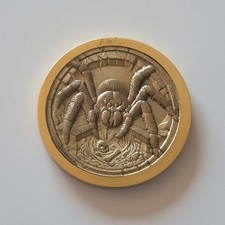 Spiders and Skull Embossed Brass Coin