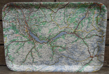 Vintage Retro Original Large Melamine Rectangular INTERLAKEN European Map Tray
