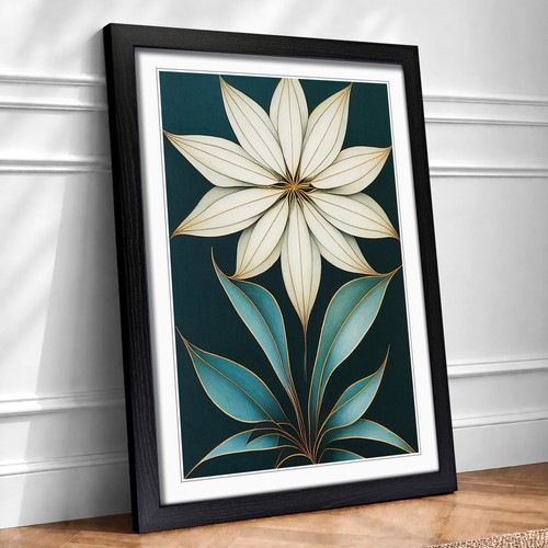 Art deco flower framed - art,