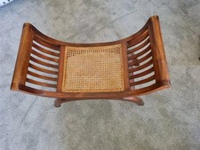 Balinese Wooden Seat With Rattan Weave And Armrests