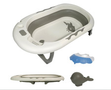 Foldable Baby Bathtub Large Collapsible Toddler Bath Tub with Free Bath Cap