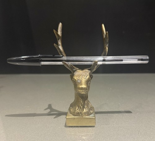 Vintage brass stag head pen - head,