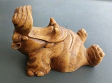 Hand Carved Wooden Hippo laughing hippo happy hippo carved hippo house hippo