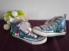  HIGHLY CUSTOMISED BASEBALL BOOTS EMBELISHED WITH CHRISTMAS GONK THEME SIZE 8