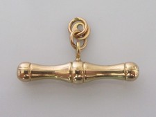 Gold T Bar - Vintage 9ct Yellow Gold Hollow Pendant Charm Clasp (1.1g)