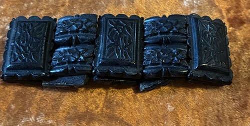 Victorian carved whitby jet - carved,
