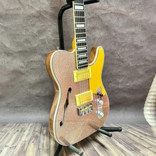 US TL Electric Guitar 6 String F Hole gold hardware maple Body Shining particles
