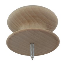 * Box of 10 LARGE Wooden Antique Style Beech Drawer Knobs + Screws, 2" Dia.  +