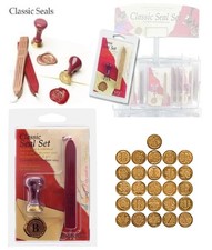 CLASSIC CERAMIC INITIAL SEAL STAMP & RED SEALING WAX LETTER ALPHABET MANUSCRIPT