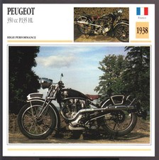 1938 Peugeot 350cc P135 HL France Motorcycle Photo Spec Sheet Info Stat Card
