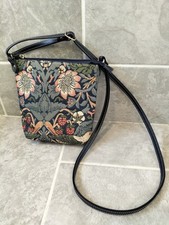 Signare Tapestry William Morris Strawberry Thief Blue Crossbody Shoulder Bag