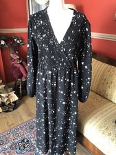Glamorous Curve ASOS Midi Dress UK 18 Black White Stars Boho Long Occasion