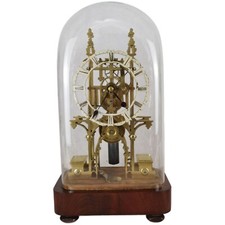 Antique English Skeleton Clock 19th Century Refurbished with warranty