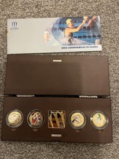 2002 Silver Proof Piedfort £2 Commonwealth Games Coloured 4 Coin Set, Box, COA