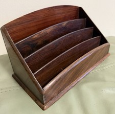 Carved wood vintage Art Deco antique letter rack desk tidy