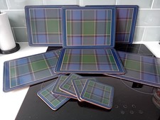 RETRO...LOVELY SET...PLACEMATS...TARTAN...TABLE MATS...SET OF 6...COASTERS X5