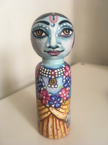 Hand painted wooden krishna - wooden,
