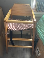 Baby Toddler High Chair Wooden Solid With Cushion Seat Feeding Table Dinner