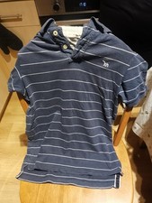 Abercrombie Fitch Polo Shirt Navy Stripe Muscle Fit Size Medium