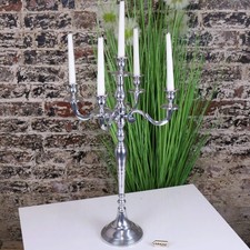 Mula Polished Silver 5 Candle Candelabra Centerpiece 62cm Home Decor Dining Gift