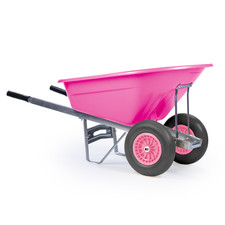 KCT HEAVY DUTY PINK XL WHEELBARROW 160L BIG TWIN WHEEL GARDEN STABLE YARD BARROW