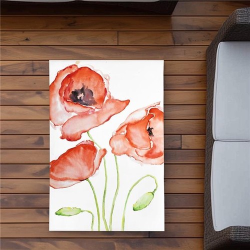 2x3 watercolor poppies rug - 2x3,