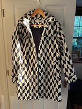 BODEN Rainy Day Mac Fleece Lined Rain Coat Navy & Ivory BNWOT UK 16