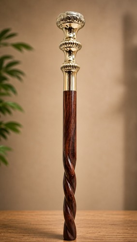 Brown wooden walking - walking, cane