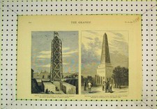 Old Antique Print 1879 Cleopatras Needle Sydney Mineral Trophy Australia 19th