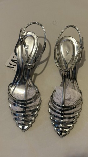 Zara silver metallic strappy - metallic,