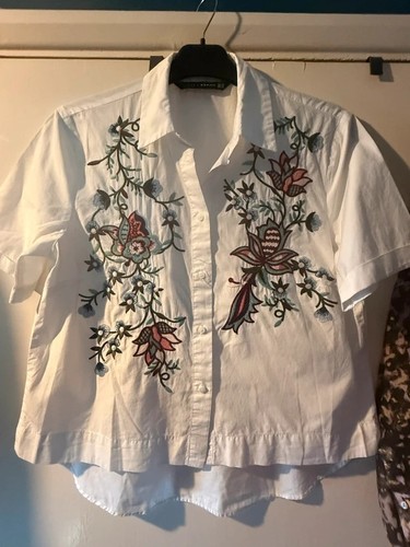 Zara white embroidered shirt - embroidered,