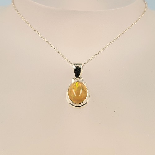 Silver opal pendant - silver,